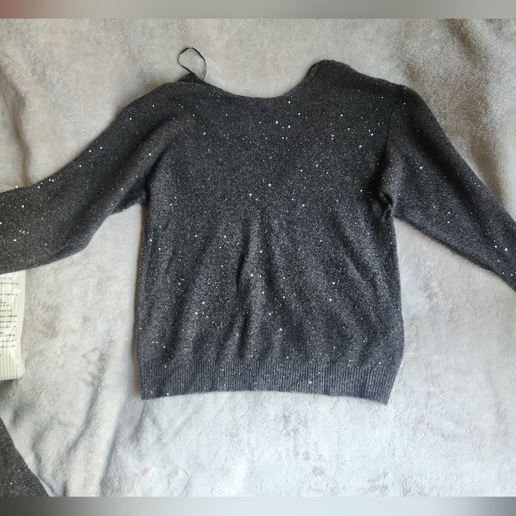 Zara set co-ord sequin knit sweater & midi skirt A-line taupe/brown sz M BNWT - Picture 11 of 13